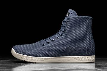 Navy Nobull High-Top Ivory Men's Trainers | CA O1471K